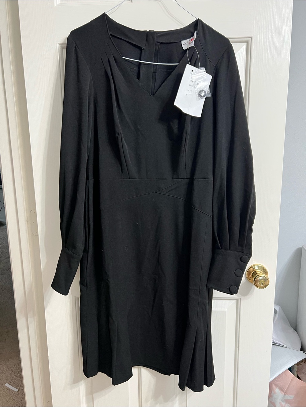 Sophisticated Black Long-Sleeve V-Neck Dress